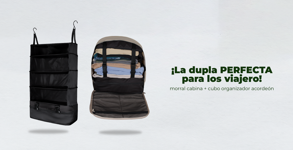 ✈️ El dúo perfecto para viajeros: Morral Cabina + Cubo Acordeón