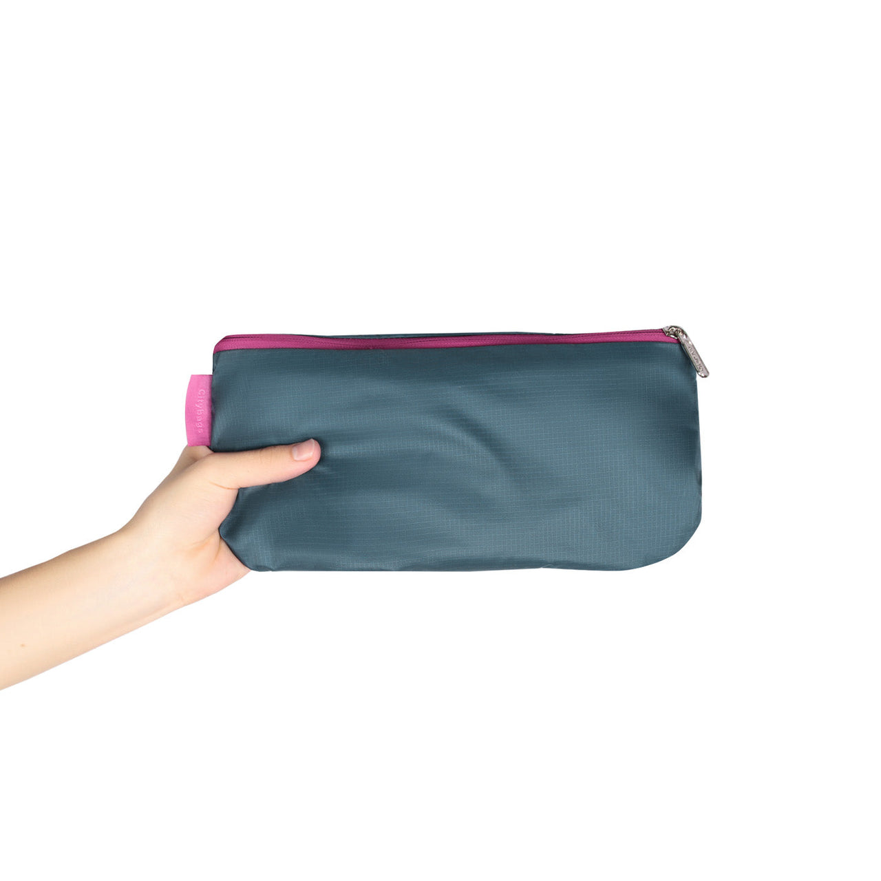 Bolso City Manos Libres Plegable Azul-Fucsia