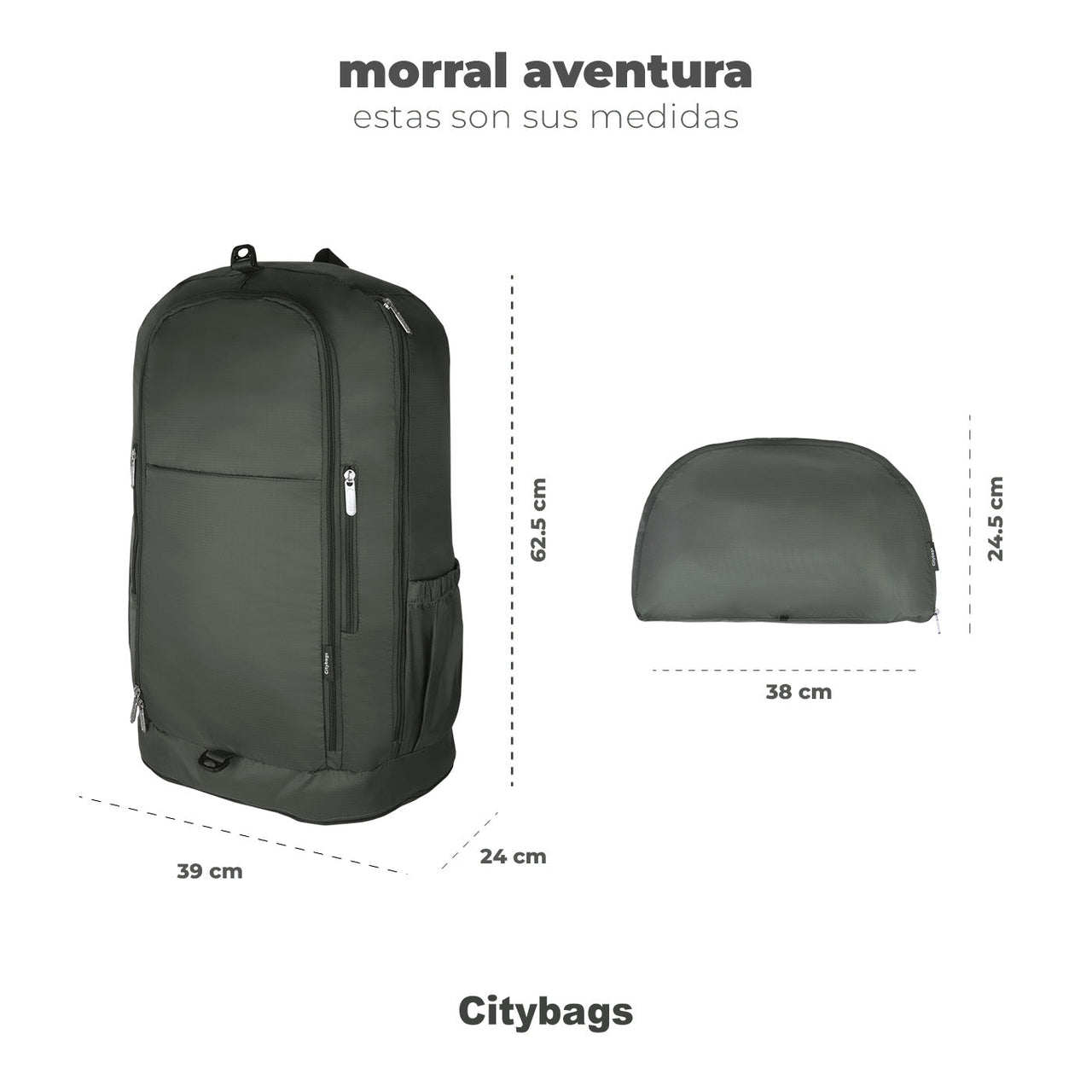 Morral Aventura Plegable Gris Citybags