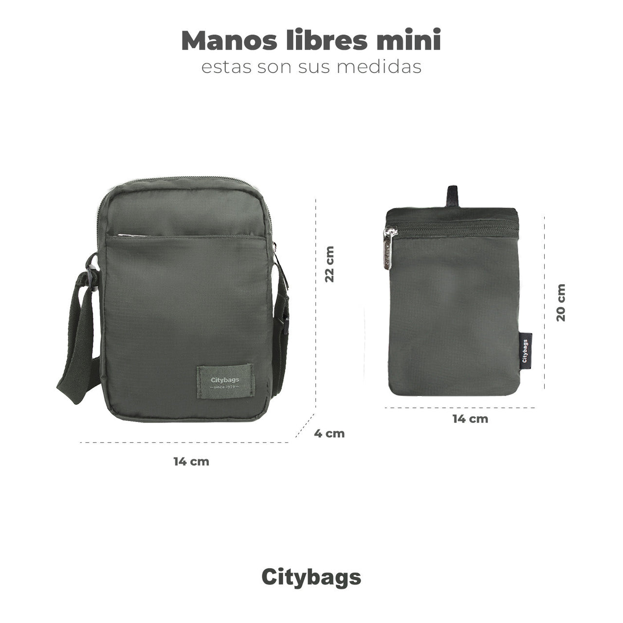 Bolso Manos Libres Mini Citybags Light Gris