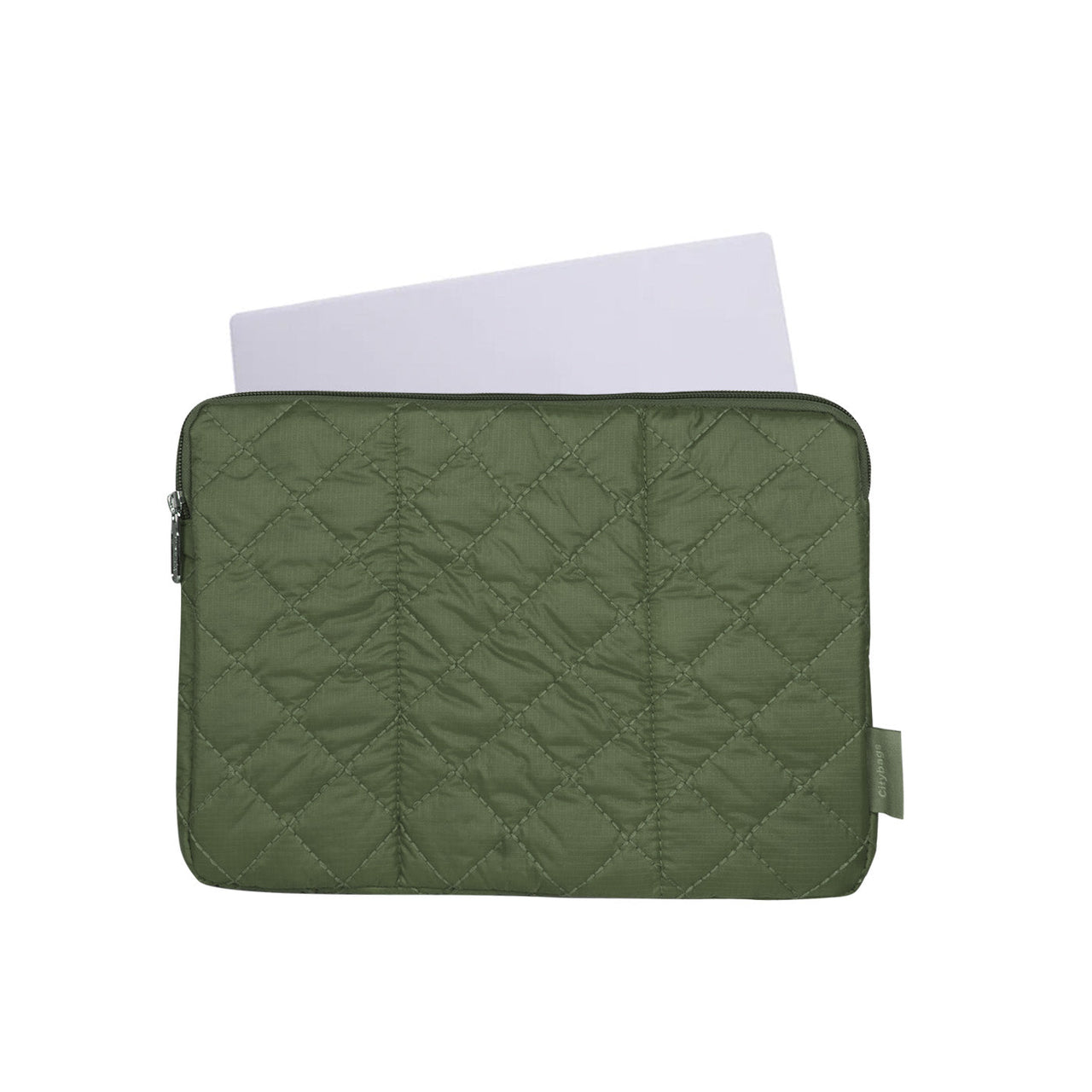Estuche Laptop Grande Puffer Verde Militar 37x27x2cm