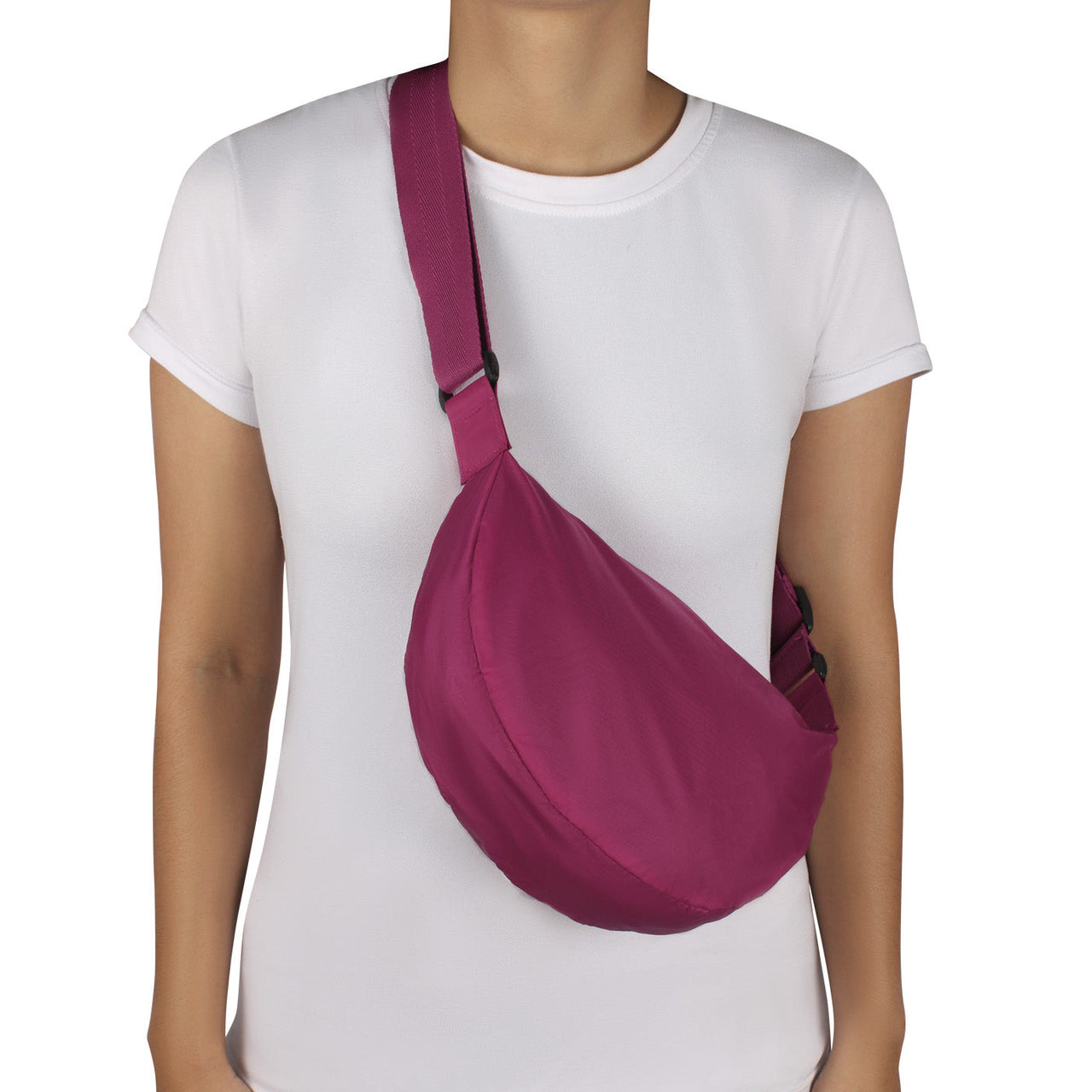 Bolso City Pequeño Manos Libres Plegable Color Fucsia