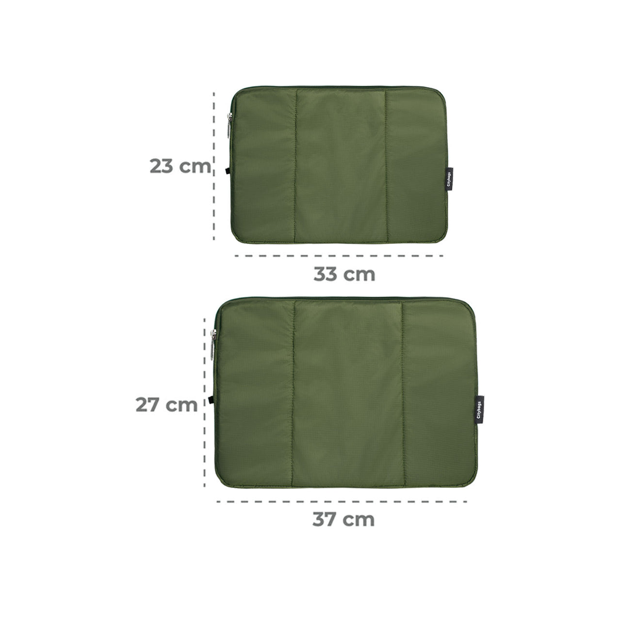 Estuche Laptop Pequeño Citybags Verde Militar 33x23x2