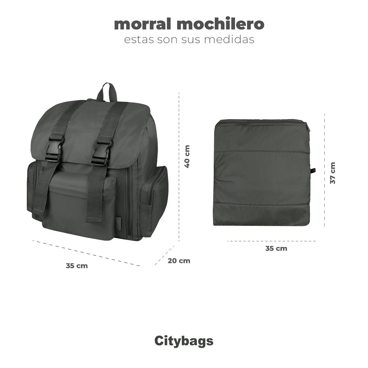 Morral Mochilero Pequeno Citybags Negro